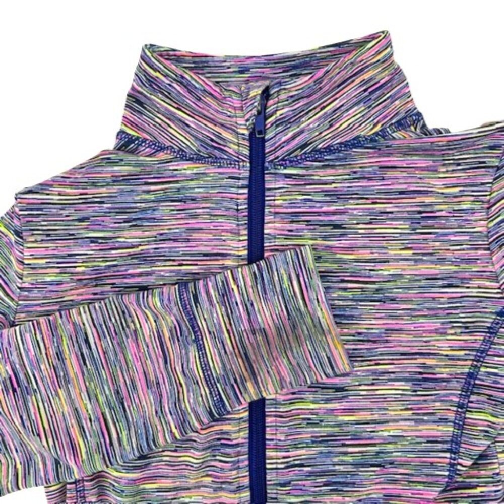 Ideology Medium Girls Rainbow Stripe Full Zip Track Jacket Activewear Athletic